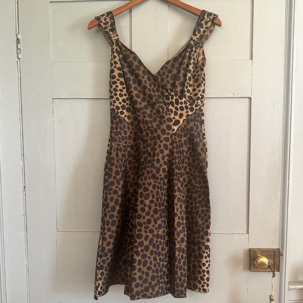 Gorgeous Moschino Leopard Print Silk Taffeta Cocktail Dress Sz 8